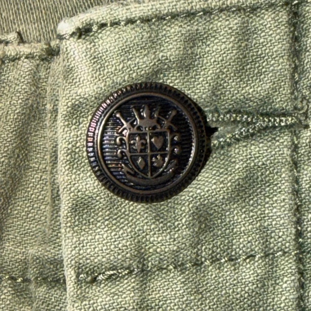 Free People S(2) Olive Green Distressed Frayed Hem Utility Cargo Shorts Military